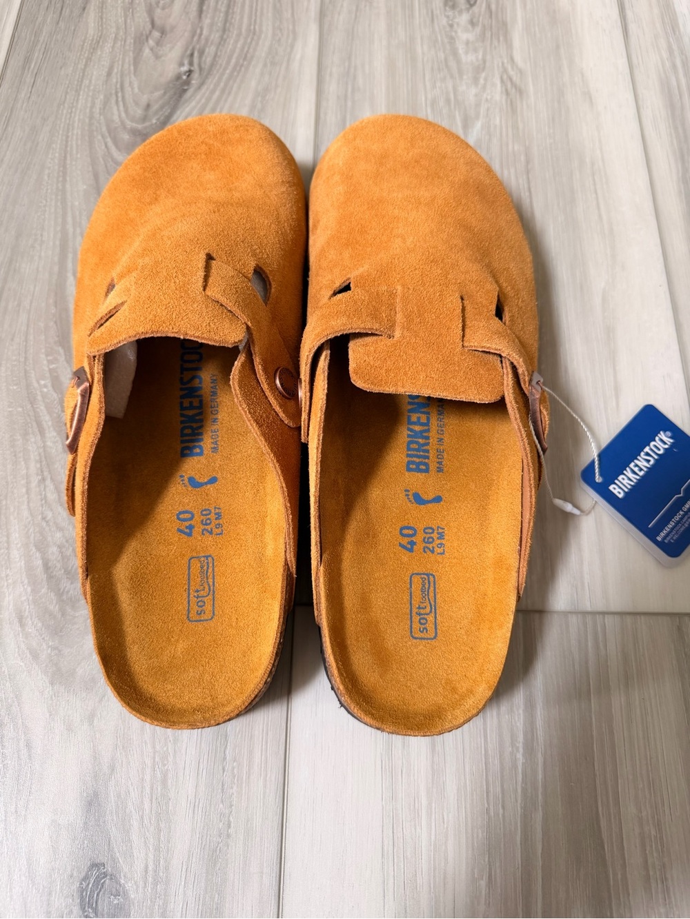 Birkenstock Boston Soft Footbed Clogs EU 40 L9 M7 Orange Suede New Tags - Picture 4 of 8